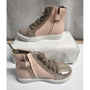 Elephantito girls European Sneaker metallic brown‎ +  Pink side zip Toddler US 7